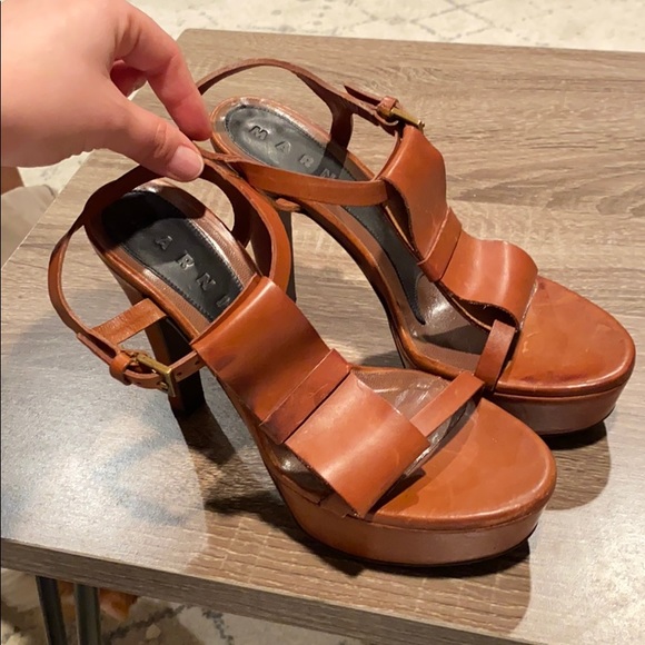 Marni Shoes - [Marni] brown leather platform heel